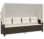 vidaXL Tumbona con capota y cojines ratán sintético Negro y crema, Marrón y crema, Gris Sillas de Exterior Ideal para jardín, playa, piscina, terraza Tumbona Piscina Tumbonas Playa Tumbonas Jardín Exterior