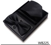 Solid Color Holiday Gift Tie Handkerchief Pocket Squares Cufflink Set Necktie Box Dark Blue Man Fit Formal Party Easter Day