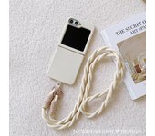 Leather Print Lanyard Package is Available For Samsung Galaxy Z Flip6 Z Flip5 Z Flip4 Z Flip3 S22 S23 S24 Plus Ultra Phone Case