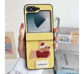 Cartoon PU Leather Shockproof Phone Case for Samsung Galaxy Z Flip 6 5 4 3 Flip6 Flip5 Flip4 Flip3 5G Hinge Protective Cover