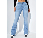 Women Flare Stretch Moustache Jeans Fashion Skinny Bell Bottom High Waist Gray Denim Pants Lady Classic Y2K Punk Long Trousers