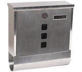 ARREGUI Chance Buzón Exterior de Acero con Soporte para Periódicos Tamaño M (Correo DIN A4 y Revistas) | Buzón de Pared Mediano | con Cerradura Tapada y Portaperiódicos | Antilluvia