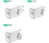 PD 25W USB C Fast Charger for iPhone 15 Pro Xiaomi Samsung Oneplus EU US UK Plug Type C Phone iPad Tablet Fast Charging Adapter