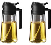 Pulverizador Aceite Spray 470ml - 2 en 1 Spray Aceite Cocina, Dispensadora para Freidora de Aire, Ensaladas, Vinagre y Accesorios Cocina - Negro y Marino