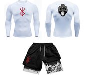 Anime 3D Printed Men's Compression Set short Sleeve Gym Top+Workout Shorts Quick Drying Breathble Athletics Rash Guard Set