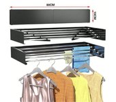 Tendedero Plegable para Montar en Paredes, Tendedero Retráctil Plegable de 80cm para Interiores o Exteriores, tendedero Compacto Ahorra Espacio, Capacidad para 30Kilos, Tendedero con 6 barras de 80cm aluminio de alta resistencia