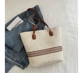 Lace woven straw bag Large capacity simple shoulder bag Seaside beach commuter Tote bag