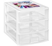 COM-FORT HOUSE  Cajonera Apilable de Plástico  Modelo Transparente  Color Blanco Cajones de Almacenamiento Modular