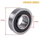 F6202-2RS Flange ABEC-1 Deep Groove Garden Trolley Ball Seal Wheelbarrow Bearing