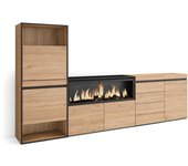 Skraut Home - Zapatero - Armario para zapatos y botas - organizador de zapatos - 274x35x145 cm - Dormitorio - Habitación - Chimenea eléctrica XXL led efecto fuego 3d - Cómoda - Cajonera - Estilo Moderno