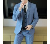 High-End Men's Wedding Suit 3-Piece Set Handsome Banquet Smart Casual Fashionable Three-Quarter Length Vest Trousers Four Season