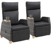TECTAKE - Sillón de ratán PESCARA con estructura de aluminio y respaldo ajustable, Sillón lounge con acolchado grueso, respaldo y reposapiés ajustables sin niveles, Estructura estable y resistente de aluminio ligero y resistente a la corrosión, Con funda
