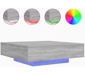 vidaXL Mesa de centro con luces LED 100x100x31 cm Blanco, Negro, Roble Sonoma Mesita de Salón o Comedor o Auxiliar Mesa de Café Meuble Salón