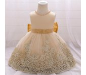 Summer Sequins Bow Baby Girl Dress Gold 1st First Birthday Princess Wedding Kids Party Dresses For Girl Bridesmaids Evening Gown