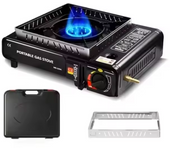 PORCHEDDU Cocina de gas Ideal para Cocinar en el camping Compatible con cartucho o bombona Con Red a prueba de viento y estuche de Transporte.