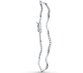 Inmaculada Romero Pulsera Oro 18k Blanco Circonitas Eslabones Ondas Mujer