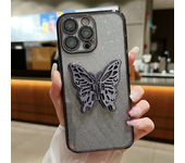 Glitter Gradient for Butterfly Stand Phone Case for iPhone 15 ProMax 14 13 12 11 Pro Max Plus 15pro Slim Plating Lens Film Cover