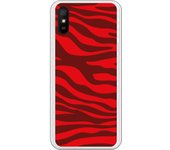 Funda compatible con Xiaomi Redmi 9A - 9AT - Animal Print Zebra Rojo Granate