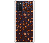 Funda compatible con Samsung Galaxy A03s - Fondo leopardo marron naranja