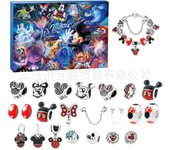 Disney Stitch Mickey Christmas Advent Calendar Blind Box 24 Days Xmas Countdown Calendar DIY Jewelry Bracelet Making Kit Gift