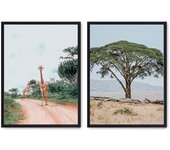 Set de 2 cuadros calidad premium con marco de madera - 30x40 cm o 50x70 cm - POSTER LAB