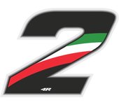 Pegatina Race Number para Motocicleta "2" Tricolor 27x37mm