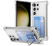 Transparent Card Holder Mobile Phone Case for Samsung S24 Ultra S23 S22 S21 Plus Note 20 Ultra 5G Bracket Card Protective Cover