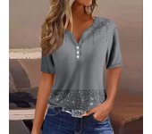 Women's Clothing Summer 2024 Tee Print Button Short Sleeve Daily Weekend Fashion Basic Top Dress Blouses