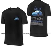 Funny Sally I'm Lightning Cars T-Shirts Men Cotton T Shirt Mcqueen Short Sleeve Front Back Two Sides Tees Plus Size Clothes