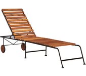 vidaXL Tumbona ajustable de madera maciza de acacia y patas de acero Sillas de Exterior Ideal para jardín, playa, piscina, terraza Tumbona Piscina Tumbonas Playa Tumbonas Jardín Exterior