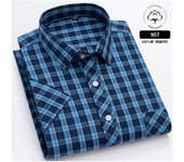 6XL Men's shirt Short sleeve Spring summer 100% cotton plaid Oxford non-ironing anti-wrinkle plus size casual shirt slim fit