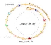 LUXUSTEEL 2022 Boho Anklets Stainless Steel Gold Color Enamel Round Evil Eye Leg Chain Summer Jewelry Gift For Women Girlfriend