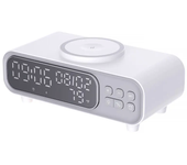 Time Alarm Clock Desk Bedroom LED Night Light Thermometer Earphone Phone Wireless Chargers Fast Charging Dock Station For iPhone