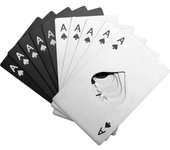 Abridores de botellas de 10 piezas, abridores de latas de tapas de cerveza de acero inoxidable, abridores de botellas de agua con tarjetas Ace of Spades A de póquer, abridores de botellas tipo billetera - plateado