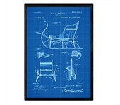 Nacnic Poster Con Patente De Trineo. Lámina Con Diseño De Patente Antigua En Y Con Fondo Azul