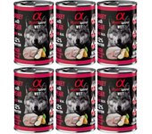 Pack 6 latas x 400 Gr - Alpha Spirit Comida Húmeda de Pavo con pera para Perros