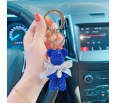 Fashion Full Diamond Medium Violent Bear Car Keychain Creative Letter Big Round Chain Keychain Bag Pendant Doll Girl