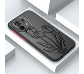 Line Drawing Tulip Flowers For Xiaomi Mi 13 12 12S 12T 12X 11 11T 10 9T Lite Pro Ultra Frosted Translucent Phone Case