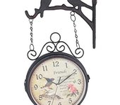Reloj de pared vintage de doble cara para el hogar, habitación, oficina, granja, hierro retro, silencioso, dos caras, innovadores relojes clásicos para colgar en la pared con decoración de pájaros