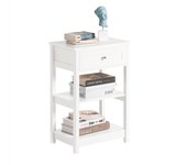 SoBuy FBT46-W,ES Mesa Auxiliar con 1 cajón, Consola,mesita de Noche para salón Comedor, teléfono o lampara (Blanco)