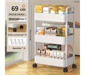 1 PC 3-Layer Rolling Plastic Storage Cart with Armrests - Space-Efficient Multi-Room Organizer, Matte Finish