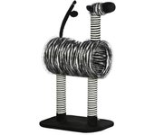 PawHut Rascador para gatos, altura 93 cm, árbol para gatos con diseño de cebra, árbol trepador con túnel para gatos, rascador para gatos con poste de yute, árbol de juegos, muebles para gatos, negro + blanco