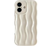 Funda para iPhone 16, diseño de ondas de agua, marco ondulado, suave, compatible con funda para iPhone (blanco, iPhone 16)
