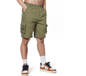 Summer Outdoor Cargo Shorts Men Overalls Elastic Waist Cycling Shorts Multi-pockets Loose Work Shorts Quick Dry Sport Short Pant