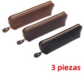 Vintage Leather Pencil Case Retro Stationery Items Zipper Storage Bag Pencil Pouch Pen Holder for Kids School Office Acsesories