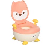 ZONEKIZ Orinal Infantil WC Aprendizaje Orinal para Bebé de 6-36 Meses en Forma de Zorro con Tapa Prueba de Salpicaduras Asas Estructura Antideslizante 34,5x35x23 cm Rosa