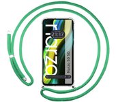 Tumundosmartphone Funda Colgante Transparente Realme Narzo 50 5G con Cordon Verde Agua - Protección Móvil