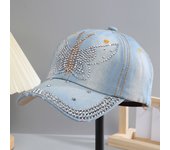 A Women’s Sparkle Bling Rhinestone Bejeweled Cotton Denim Baseball Cap