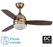 Ventilador 30W DC MAESTRAL CUERO 3 ASPAS ROBLE/NOGAL