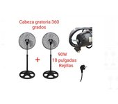 Ventilador PREMIUM cabeza giratoria 360 grados de pie grande Industrial Con Rejillas metalicas Juego de 2 ventiladores Aspa metalica 3 aspas  altura regulables 90w AIRE MUY FUERTE ajuste 3 velocidades 18pulgadas calidad premium garantizado